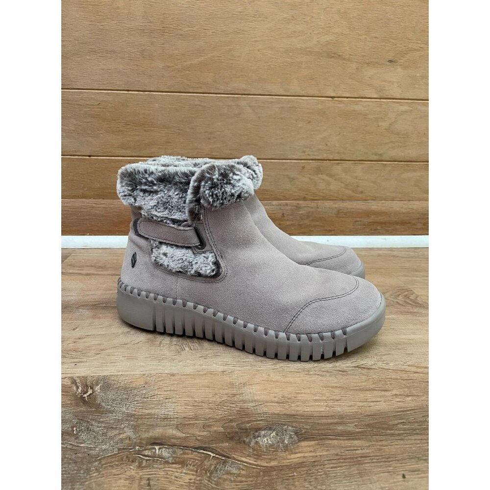 Like New ! Skechers Go Walk Boots Cozy Faux Fur Taupe Womens